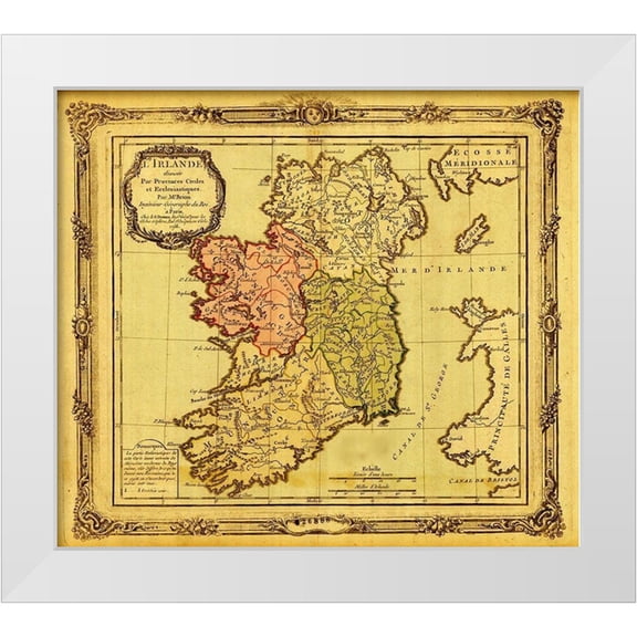 Vintage Maps 13x12 White Modern Wood Framed Museum Art Print Titled - Ireland pictured in Ecclesiastical Divisions 1766