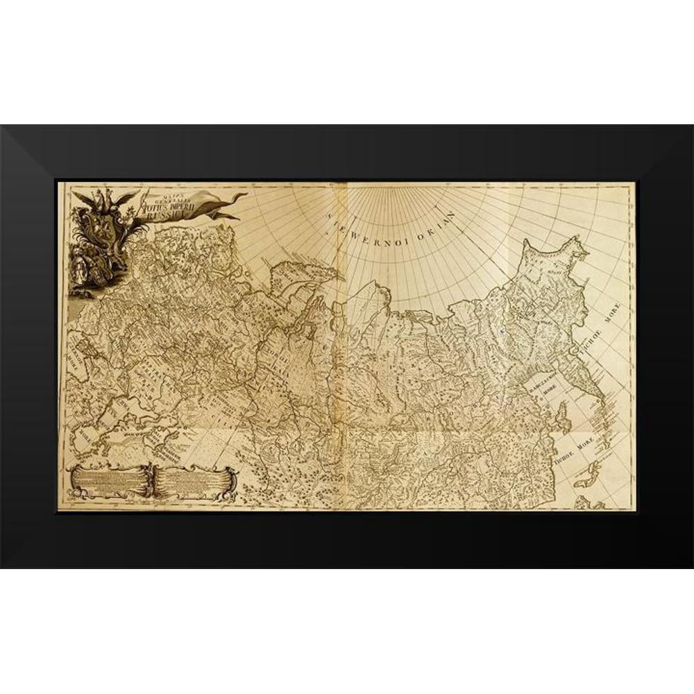 Vintage Maps 14x10 Black Modern Framed Museum Art Print Titled - Map of ...
