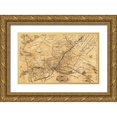 thumbnail image 1 of Vintage Maps 14x10 Gold Ornate Wood Framed with Double Matting Museum Art Print Titled - Seat of War in America 1777, 1 of 4