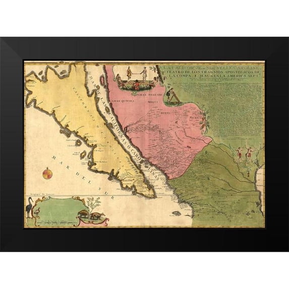 Vintage Maps 14x11 Black Modern Framed Museum Art Print Titled - New California 1720