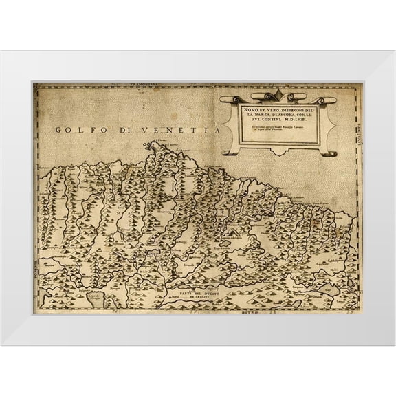 Vintage Maps 14x11 White Modern Wood Framed Museum Art Print Titled - Ancona Italy 1568