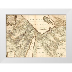 Vintage Maps 14x11 White Modern Wood Framed Museum Art Print Titled - Deserts of Egypt