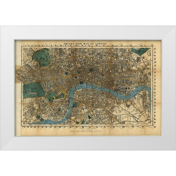 Vintage Maps 14x11 White Modern Wood Framed Museum Art Print Titled - London England 1860