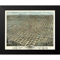 Vintage Maps 14x12 Black Modern Framed Museum Art Print Titled - Atlanta-Georgia 1871