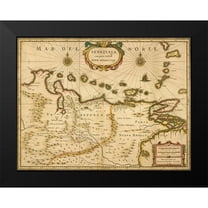 Vintage Maps 14x12 Black Modern Framed Museum Art Print Titled - Venezuela 1630