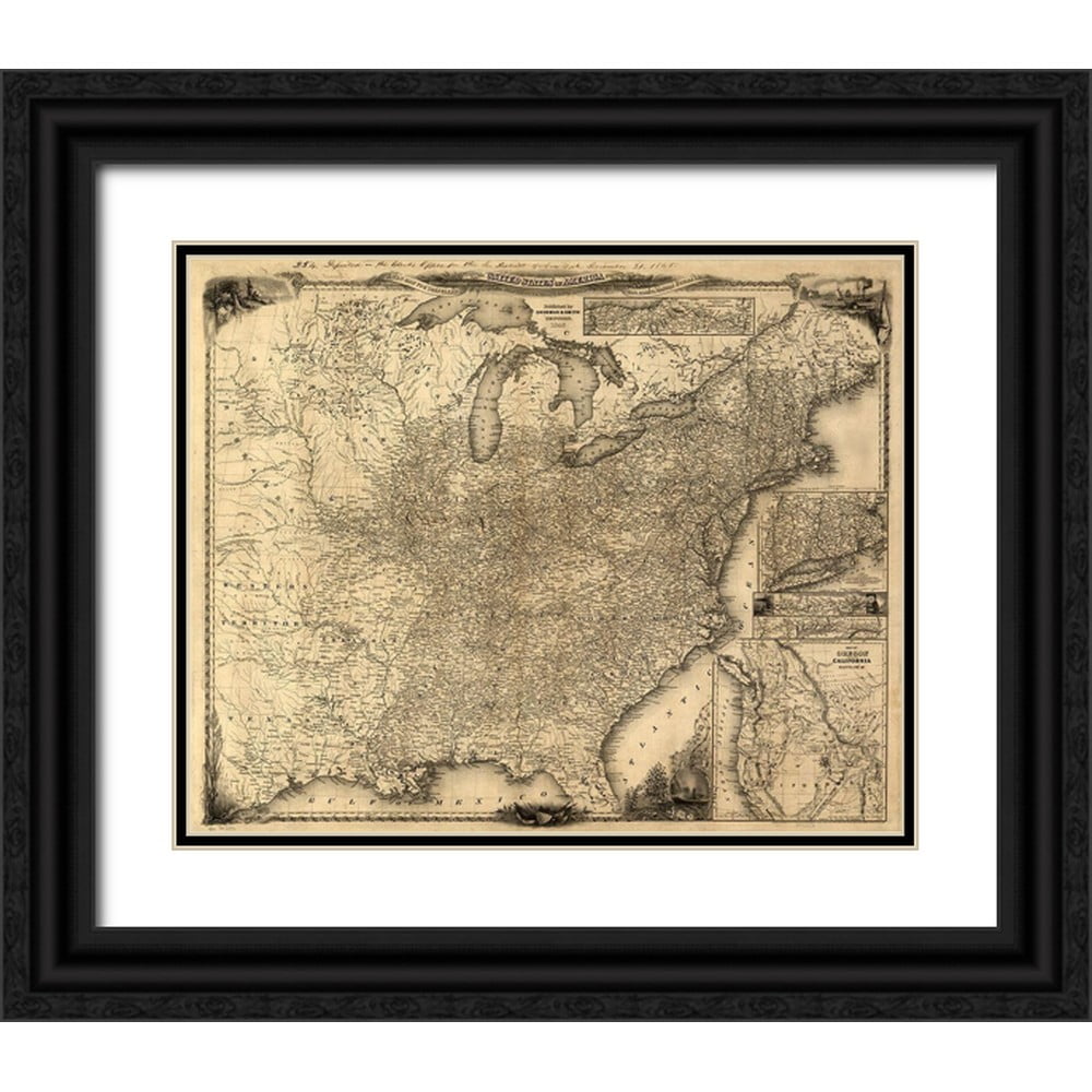 Vintage Maps 14x12 Black Ornate - Vintage Maps 14x12 Black Ornate Wood Framed With Double Matting Museum Art Print Titled Travelers Map Of The United States 1846 2f618231 852d 41f7 8cdc 2731f11c3f24.4a71db8d2a16b457759e1850b1ee2684