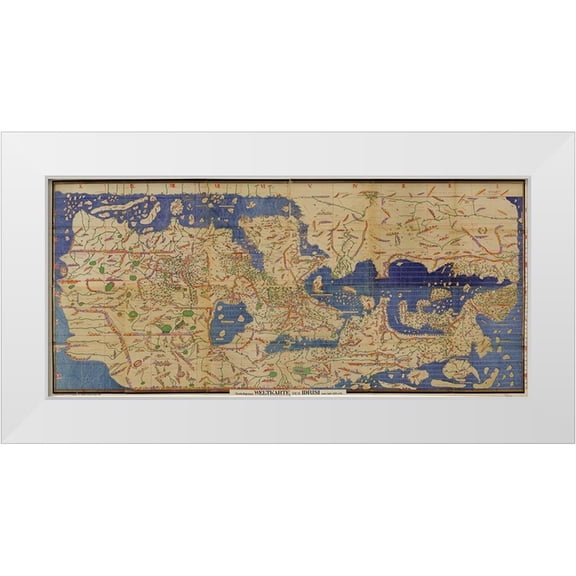 Vintage Maps 14x9 White Modern Wood Framed Museum Art Print Titled - Arabic Map of the Mediterranean