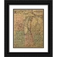 thumbnail image 1 of Vintage Maps 15x18 Black Ornate Wood Framed with Double Matting Museum Art Print Titled - Grand Rapids and Indiana Railroad 1871, 1 of 4