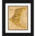 thumbnail image 1 of Vintage Maps 15x18 Black Ornate Wood Framed with Double Matting Museum Art Print Titled - Holland and Belgium 1844, 1 of 4