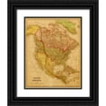 thumbnail image 1 of Vintage Maps 15x18 Black Ornate Wood Framed with Double Matting Museum Art Print Titled - North America 1844, 1 of 4