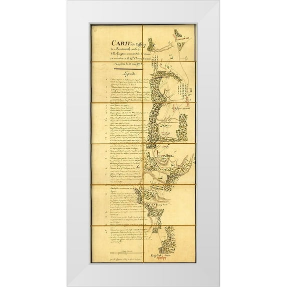 Vintage Maps 16x32 White Modern Wood Framed Museum Art Print Titled - Battle of Monmouth or Freehold New Jersey 1778