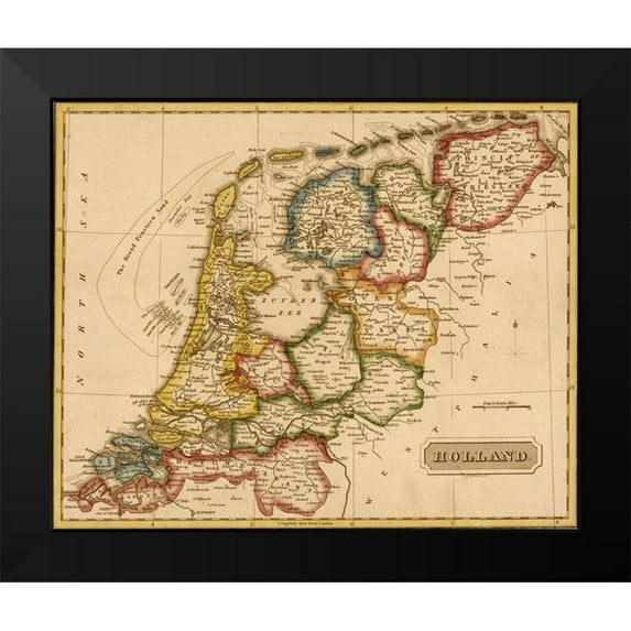 Vintage Maps 17x15 Black Modern Framed Museum Art Print Titled - Holland Netherlands 1817