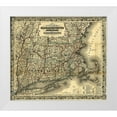 thumbnail image 1 of Vintage Maps 17x15 White Modern Wood Framed Museum Art Print Titled - Massachusetts Rhode Island and Connecticut 1853, 1 of 4