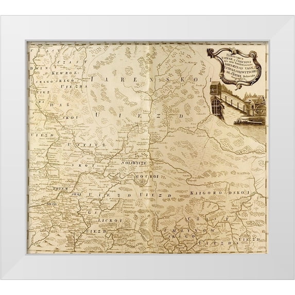 Vintage Maps 17x15 White Modern Wood Framed Museum Art Print Titled - Russia 1745