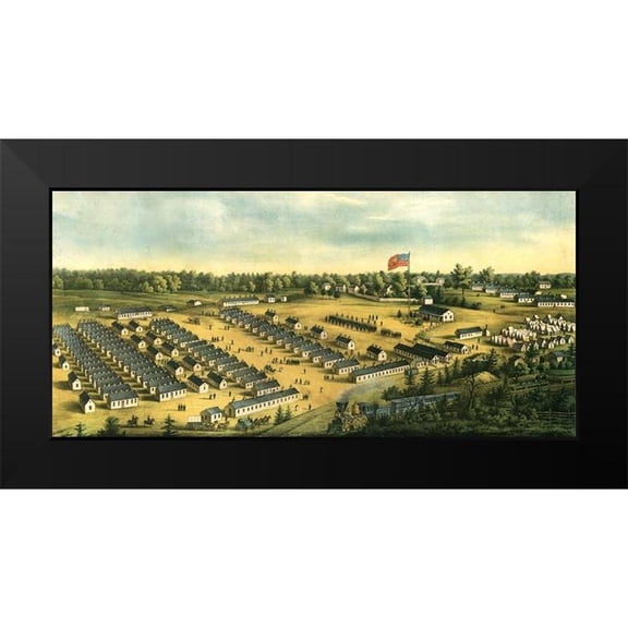 Vintage Maps 18x11 Black Modern Framed Museum Art Print Titled - Parole Camp Annapolis-Maryland 1864