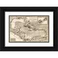 thumbnail image 1 of Vintage Maps 18x13 Black Ornate Wood Framed with Double Matting Museum Art Print Titled - Antilles and The Gulf of Mexico, 1 of 4