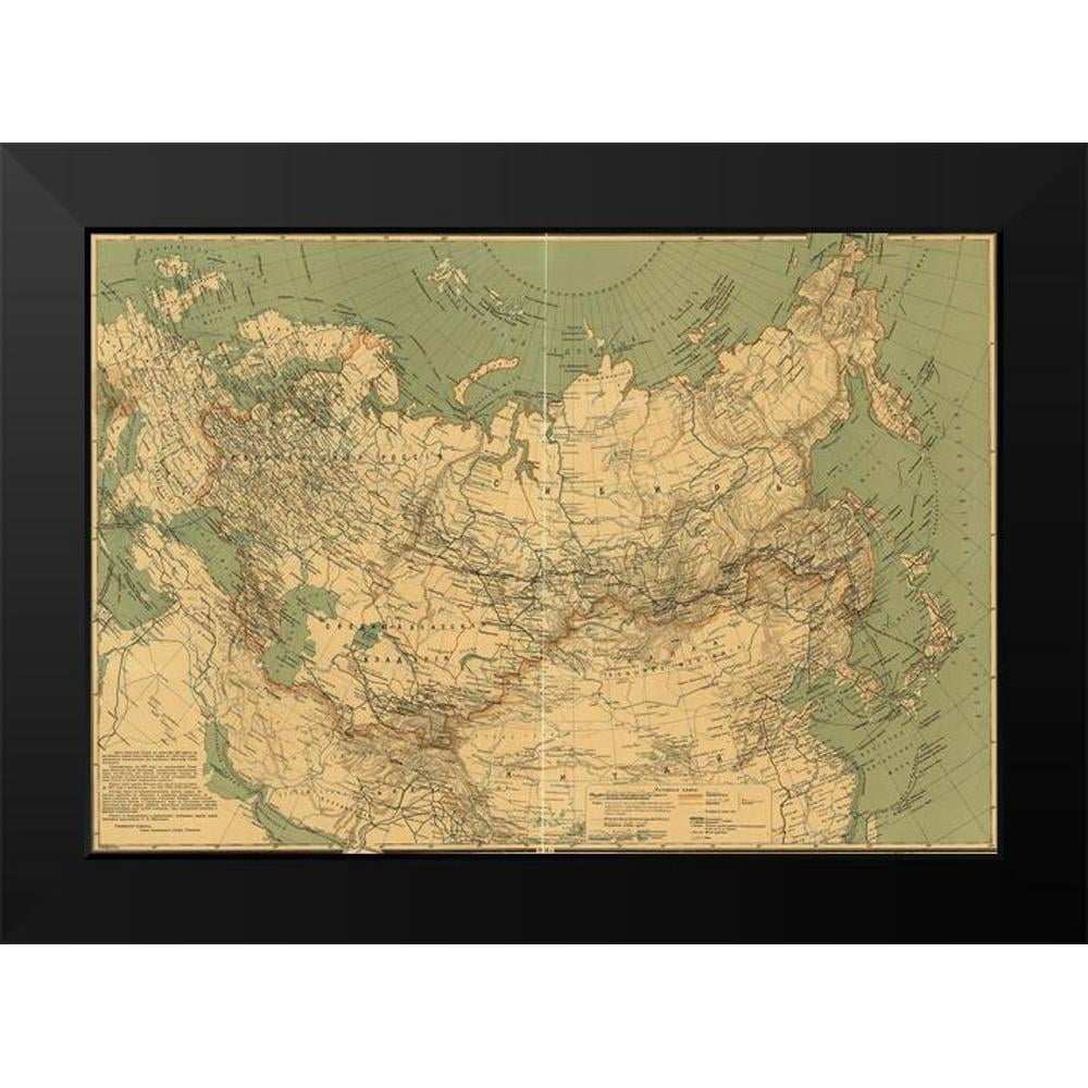 Vintage Maps 18x14 Black Modern Framed Museum Art Print Titled ...