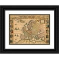 thumbnail image 1 of Vintage Maps 18x14 Black Ornate Wood Framed with Double Matting Museum Art Print Titled - Map of Europe, 1 of 4