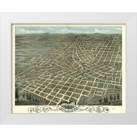 Vintage Maps 18x15 White Modern Wood Framed Museum Art Print Titled - Atlanta-Georgia 1871