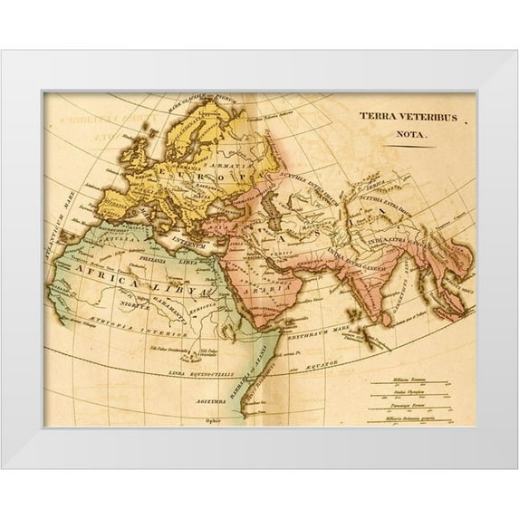 Vintage Maps 18x15 White Modern Wood Framed Museum Art Print Titled - The World in Post Biblical Times