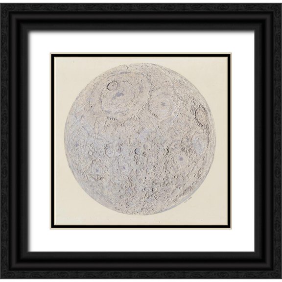 Vintage Maps 20x20 Black Ornate Wood Framed with Double Matting Museum Art Print Titled - Moon surface with Craters