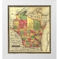 thumbnail image 1 of Vintage Maps 20x22 White Modern Wood Framed Museum Art Print Titled - Wisconsin showing The Milwaukee and Horicon Rail Road 1857, 1 of 4