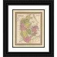 thumbnail image 1 of Vintage Maps 20x23 Black Ornate Wood Framed with Double Matting Museum Art Print Titled - Denmark 1849, 1 of 4