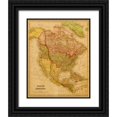 thumbnail image 1 of Vintage Maps 20x24 Black Ornate Wood Framed with Double Matting Museum Art Print Titled - North America 1844, 1 of 4