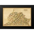 thumbnail image 1 of Vintage Maps 24x17 Black Modern Framed Museum Art Print Titled - Virginia 1817, 1 of 4