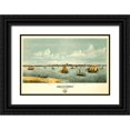 thumbnail image 1 of Vintage Maps 24x17 Black Ornate Wood Framed with Double Matting Museum Art Print Titled - Harbor with ships at Provincetown-Massachusetts 1877, 1 of 4