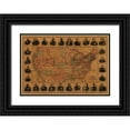 thumbnail image 1 of Vintage Maps 24x18 Black Ornate Wood Framed with Double Matting Museum Art Print Titled - Railroad Barons with US Lines and Proposed Mail Routes, 1 of 4
