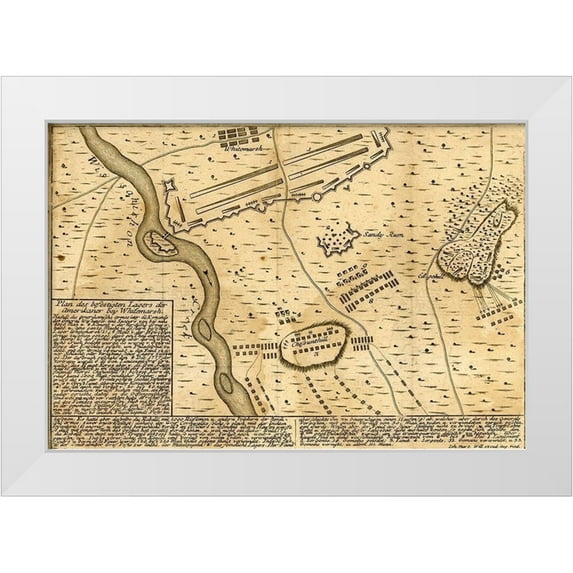 Vintage Maps 24x18 White Modern Wood Framed Museum Art Print Titled - Battle of Whitemarsh Near Philadelphia 1777