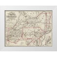 thumbnail image 1 of Vintage Maps 24x19 White Modern Wood Framed Museum Art Print Titled - New York New Jersey Pennsylvania Delaware Maryland Ohio and Canada 1860, 1 of 4