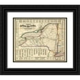 thumbnail image 1 of Vintage Maps 24x20 Black Ornate Wood Framed with Double Matting Museum Art Print Titled - New York showing the stations distances and connections with other roads 1858, 1 of 4
