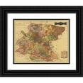 thumbnail image 1 of Vintage Maps 24x20 Black Ornate Wood Framed with Double Matting Museum Art Print Titled - Guanajuanto 1844, 1 of 4