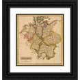 thumbnail image 1 of Vintage Maps 26x28 Black Ornate Wood Framed with Double Matting Museum Art Print Titled - Germany 1817, 1 of 4
