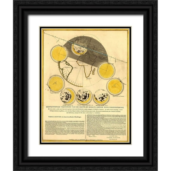 Vintage Maps 26x32 Black Ornate Wood Framed with Double Matting Museum Art Print Titled - Lunar Phases
