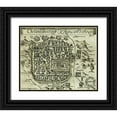 thumbnail image 1 of Vintage Maps 31x26 Black Ornate Wood Framed with Double Matting Museum Art Print Titled - Modern Antique Map of Jerusalem, 1 of 4