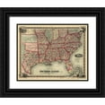 thumbnail image 1 of Vintage Maps 32x26 Black Ornate Wood Framed with Double Matting Museum Art Print Titled - Southern States Before the Outbreak of War 1860, 1 of 4