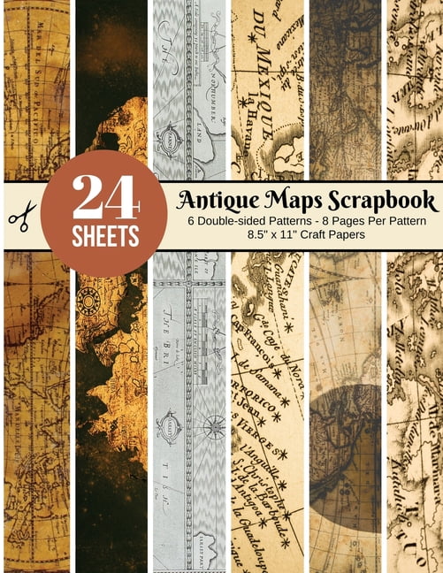 Vintage Maps Scrapbook Paper - 24 Double-sided Craft Patterns: Travel ...