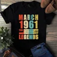 thumbnail image 1 of Vintage March 1961 The Birth Of Legends Classic 63rd Birthday Unisex T-Shirt, up to 5XL, 1 of 2