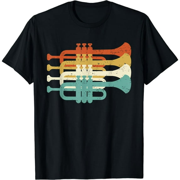 Vintage Marching Band Trumpet Player Retro Design Trumpeter T-Shirt Black Large