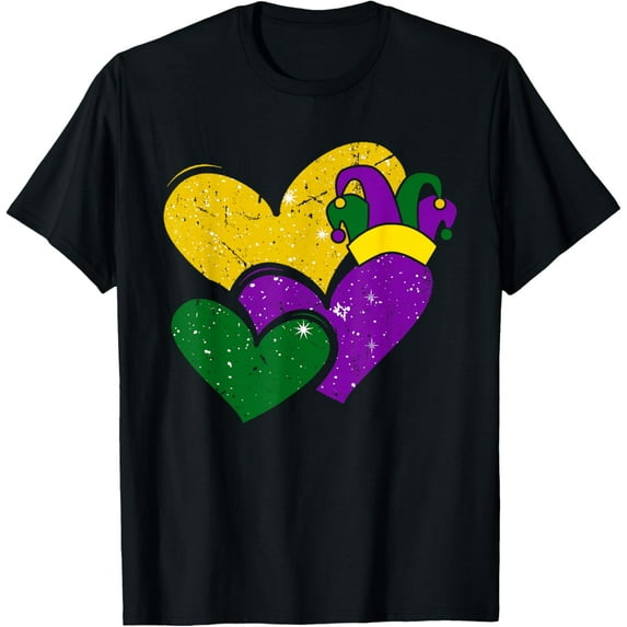 Vintage Mardi Gras Cute Hearts Girls Women T-Shirt