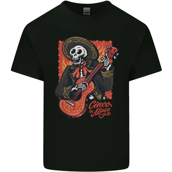 Vintage Mariachi Skeleton Cinco De Mayo Skull Kids T-Shirt Childrenshot Trending Birthday Gifts