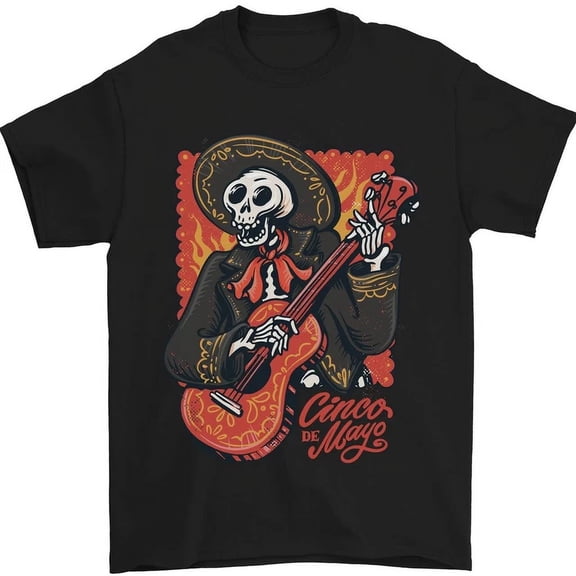 Vintage Mariachi Skeleton Cinco De Mayo Skull Mens T-Shirt 100% Cottonhot Trending Birthday Gifts