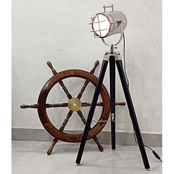Vintage Marine Hollywood Studio Nautical Floor Lamp Unique Black Tripod Stand