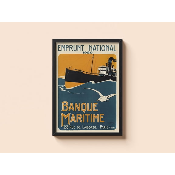 Vintage Maritime Poster Lessieux 1920 Loan Wall Art, Unframed Paper Poster 8x10in