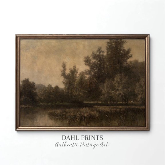 Vintage Marsh Landscape Wall Art Print