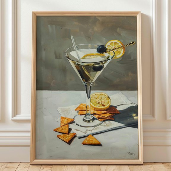 Vintage Martini Still Life Sophisticated Bar Poster Unframed Paper Print