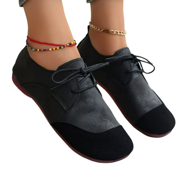 Vintage Mary Jane Flats for Women 2025 Spring Retro Suede Lace up Closed Wide Toe Casual Dress Shoes